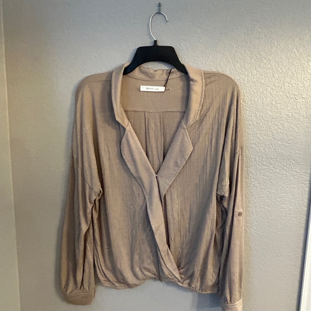 Tan flowy blouse